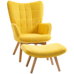 Atzveltnes krēsls ar pufu Homcom, dzeltens cena un informācija | Atpūtas krēsli | 220.lv