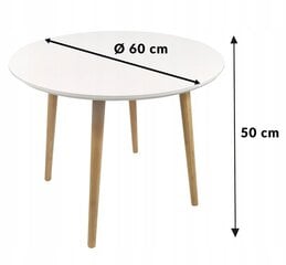 Apaļais galds, 60x60x50 cm, balts cena un informācija | Žurnālgaldiņi | 220.lv