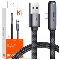 MCDODO УГОЛ USB LIGHTNING ПЛОСКИЙ КАБЕЛЬ 36W ДЛЯ IPHONE 12 13 14 ЧЕРНЫЙ 1 М цена и информация | Зарядные устройства для телефонов | 220.lv