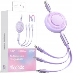 MCDODO 3IN1 IEVELKAMS USB KABELIS ĀTRAI UZLĀDEI USB-C ZIBENS MICRO 66W cena un informācija | Lādētāji un adapteri | 220.lv