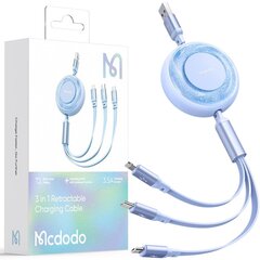 MCDODO 3IN1 IEVELKAMS USB KABELIS ĀTRAI UZLĀDEI USB-C ZIBENS MICRO 66W cena un informācija | Lādētāji un adapteri | 220.lv