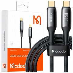 MCDODO KABELIS USB-C ĀTRA UZLĀDE THUNDERBOLT 4 40GBPS 240W USB C TIPA 1M cena un informācija | Lādētāji un adapteri | 220.lv