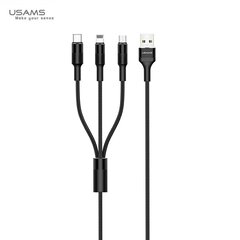 USAMS Kabel pleciony U5 3w1 1,5m 2A czarny|black (lightning|microUSB|USB-C) SJ2193IN101 (US-SJ219) цена и информация | GPS навигаторы | 220.lv