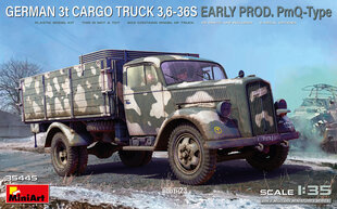 Līmējošais modelis MiniArt 35445 German 3t Cargo Truck 3.6-36S Early Prod. PmQ-Type 1/35 цена и информация | Склеиваемые модели | 220.lv