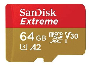 Atmiņas karte Sandisk Extreme 64GB MicroSDXC cena un informācija | Atmiņas kartes fotokamerām | 220.lv