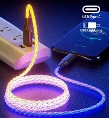 Кабель Fusion LED USB-C - Apple Lightning 20 Вт | 2,4 А | 100 см цена и информация | Кабели для телефонов | 220.lv