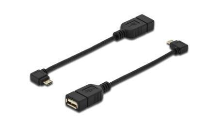 ASSMANN USB 2.0 HighSpeed OTG Adapter Cable microUSB B angled M/USB A F 0,15m bl cena un informācija | Adapteri un USB centrmezgli | 220.lv