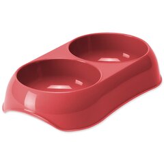 Bļoda dzīvniekiem, plastmasa : Magic Cat Plastic Double Bowl, red,23*13cm cena un informācija | Bļodas, kastes pārtikas | 220.lv