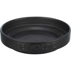 Bļoda dzīvniekiem, keramika : Trixie BE NORDIC bowl, flat, ceramic|rubber ring, 0.3 l|ø 16 cm, black cena un informācija | Bļodas, kastes pārtikas | 220.lv