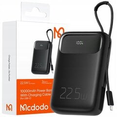 MCDODO POWERBANK 10000MAH С ДИСПЛЕЕМ USB USB-C 22.5W + КАБЕЛЬ LIGHTNING цена и информация | Зарядные устройства Power bank | 220.lv