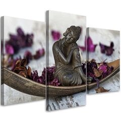 Trīsdaļīgs Budas un purpura zen ziedu reprodukcija цена и информация | Картины | 220.lv