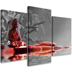 Trīsdaļīga Sarkanā Budas reprodukcija cena un informācija | Gleznas | 220.lv