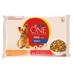 PURINA ONE MINI ADULT Vistas gaļa maziem suņiem 4x100 g cena un informācija | Konservi suņiem | 220.lv