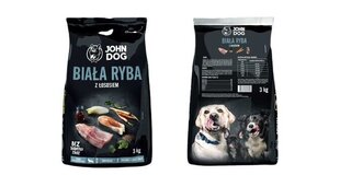 John Dog Premium ar balto zivi un lasi, 3 kg cena un informācija | Sausā barība suņiem | 220.lv