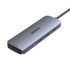 MOKiN Adapter Hub 8in1 USB-C to 2x 4K 60Hz HDMI + USB-C + USB 3.0 + SD + Micro SD (silver) цена и информация | Адаптеры и USB разветвители | 220.lv