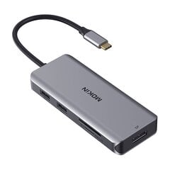 MOKiN Adapter|Docking Station 9 in 1 USB C to 2x USB 2.0 + USB 3.0 + 2x HDMI + DP + PD + SD + Micro SD (silver) цена и информация | Адаптеры и USB разветвители | 220.lv