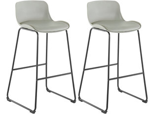 Набор из 2 барных стульев с мягкой обивкой из полиуретана, светло-серый цвет цена и информация | Стулья для кухни и столовой | 220.lv