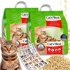 Cat's Best Dancing Natural Sawdust Cat Litter Original, 2x5л + наклейки 1шт цена и информация | Наполнители для кошачьих туалетов | 220.lv