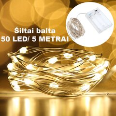 Garland ar akumulatoru 50led, silti balts цена и информация | Рождественские украшения | 220.lv