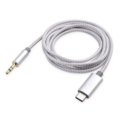 iLike AX2 Izturīgais Pīts USB-C (Type-C) uz 3.5mm Stereo Audio AUX kabelis 1m Sudraba (OEM) cena un informācija | Kabeļi un vadi | 220.lv