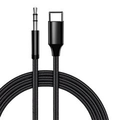 iLike AX2 Izturīgais Pīts USB-C (Type-C) uz 3.5mm Stereo Audio AUX kabelis 1m Melns (OEM) cena un informācija | Kabeļi un vadi | 220.lv