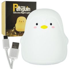 Bērnu silikona LED naktslampiņa balts pingvīns ProLine cena un informācija | Lampas bērnu istabai | 220.lv
