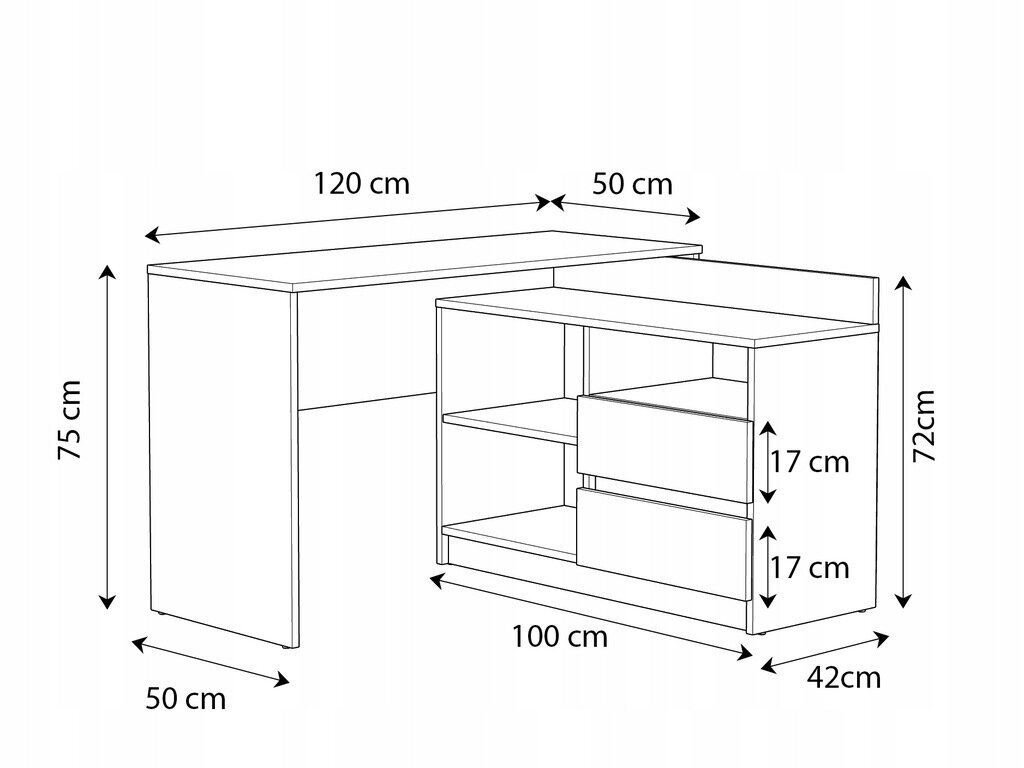 Datorgalds Martigo Plus Delta, 120 x 50 x 75 cm, balts cena un informācija | Datorgaldi, rakstāmgaldi, biroja galdi | 220.lv