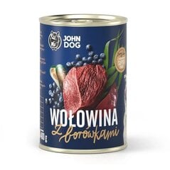 John Dog Berry Adult konservi ar liellopu gaļu un mellenēm, 6x400 g cena un informācija | Konservi suņiem | 220.lv