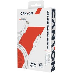 CANYON UC-42  cable  U4-CC-5A2M-E  USB4 TYPE-C to TYPE-C cable assembly 20G 2m 5A 240W(ERP) with E-MARK  CE  ROHS  white цена и информация | Кабели и провода | 220.lv