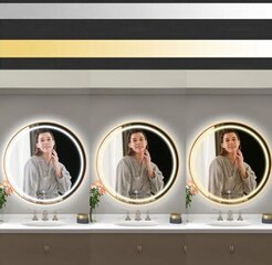 LED sienas spogulis 60cm MMJ matēts rožainais zelts cena un informācija | Spoguļi | 220.lv