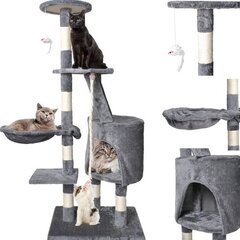 Purlov kaķu skrāpis - koka 118 cm, pelēks cena un informācija | Kaķu mājas, nagu asināmie | 220.lv