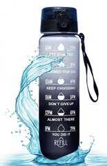 Ūdens pudele ar mēru un salmiņu, 1000ml cena un informācija | Ūdens pudeles | 220.lv