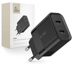 Tīkla lādētājs Tech-Protect C20W 2-PORT Network PD 20W USB-C melns cena un informācija | Lādētāji un adapteri | 220.lv