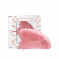 CRYSTALLOVE 3D gua sha sejas masāžas plāksne no rozā kvarca цена и информация | Массажеры для лица, инструменты для чистки лица | 220.lv