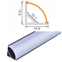 Угловой алюминиевый профиль для светодиодной ленты 3 метра, 15.8мм-15.8мм  чорного цвета. цена и информация | Светодиодные ленты | 220.lv