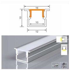 Lekšējs alumīnija profils LED sloksnei 3 metri,16 mm-12 mm- 10 mm -10 mm, sudraba krāsā. cena un informācija | LED lentes | 220.lv