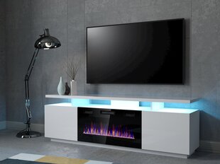 TV galdiņš ar elektrisko kamīnu Cama Meble EVA, 180x40x52 cm, balts цена и информация |  Тумбы под телевизор | 220.lv