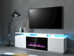 TV galdiņš ar elektrisko kamīnu Cama Meble EVA, 180x40x52 cm, balts цена и информация | Тумбы под телевизор | 220.lv