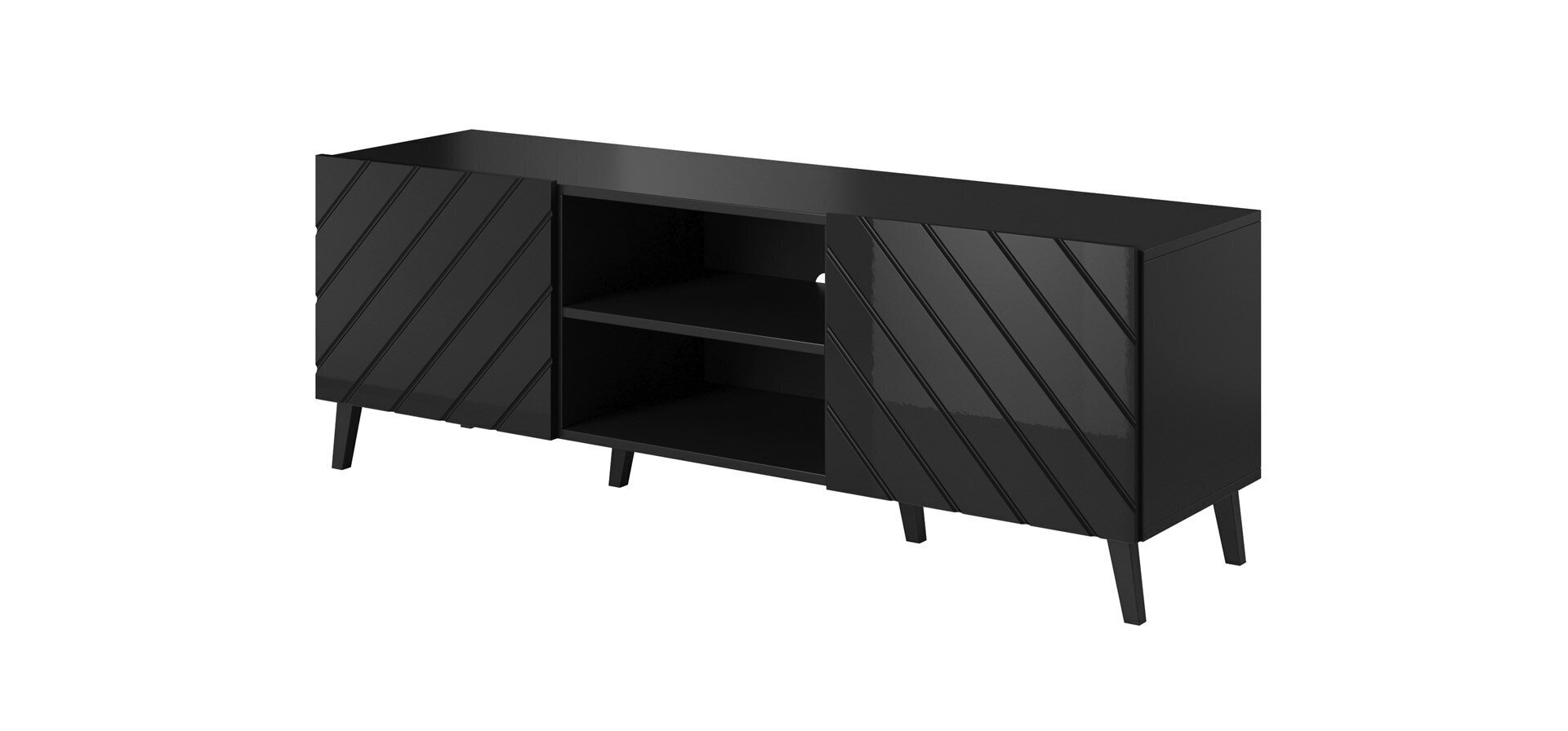 TV galdiņš Cama Meble Abeto, 150x42x52 cm, melns cena un informācija | TV galdiņi | 220.lv