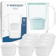 Wessper Aquaclassic Basic 2,5 l ūdens filtra krūze + 10x filtrs - melna krāsa cena un informācija | Ūdens filtri | 220.lv
