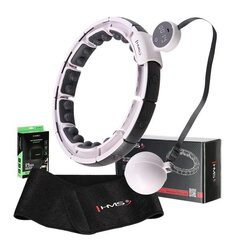 Vingrošanas rinķis ar atsvaru un skaitītāju SET HULA HOOP MAGNETIC WHITE HHM16 WITH WEIGHT + COUNTER HMS + WAIST SUPPORT BR163 BLACK PLUZ SIZE cena un informācija | Citas fitnesa preces | 220.lv