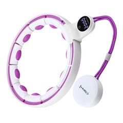 Vingrošanas rinķis ar atsvaru un skaitītāju HHM17 HULA HOP WHITE/VIOLET MAGNETIC WITH WEIGHT + COUNTER HMS cena un informācija | Citas fitnesa preces | 220.lv