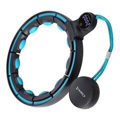 Vingrošanas rinķis ar atsvaru un skaitītāju HHM17 HULA HOP BLACK/TURQUOISE MAGNETIC WITH WEIGHT + COUNTER HMS cena un informācija | Citas fitnesa preces | 220.lv