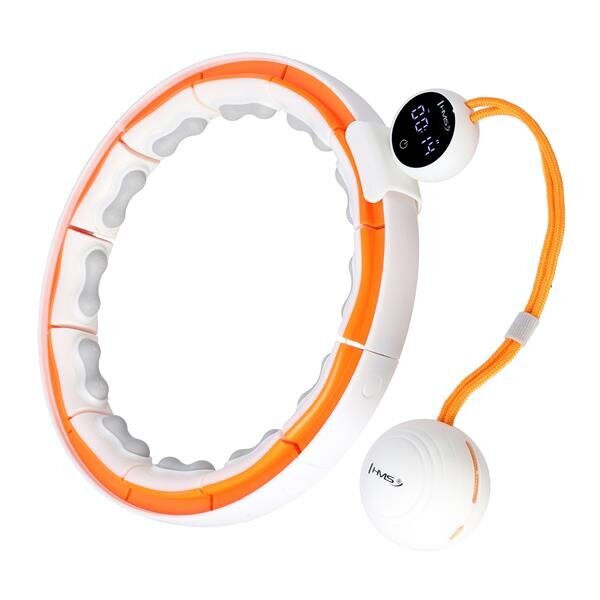 Vingrošanas rinķis ar atsvaru un skaitītāju HHM21 HULA HOP WHITE/ORANGE MAGNETIC WITH WEIGHT + COUNTER HMS cena un informācija | Citas fitnesa preces | 220.lv