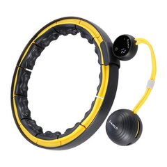 Vingrošanas rinķis ar atsvaru un skaitītāju HHM21 HULA HOP BLACK/YELLOW MAGNETIC WITH WEIGHT + COUNTER HMS cena un informācija | Citas fitnesa preces | 220.lv