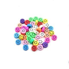 Akrila krelles Emoji Smiley 10x6 mm 20 gab., dažādas krāsas cena un informācija | Rotu veidošana, pērļošana | 220.lv