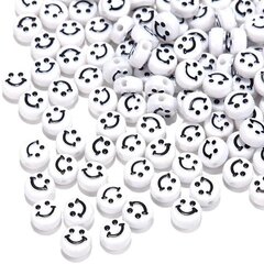 Akrila krelles Emoji Smiley 10x6 mm 100 gab., baltas cena un informācija | Rotu veidošana, pērļošana | 220.lv