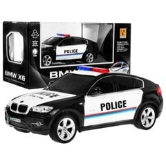 Tālvadības policijas automašīna BMW X6, melna/ balta cena un informācija | Rotaļlietas zēniem | 220.lv