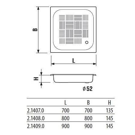 Tērauda paliktnis 80x80x14 Sofia цена и информация | Dušas paliktņi | 220.lv