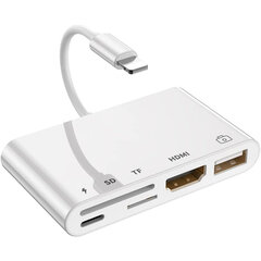 Адаптер,HDMI,  устройство для чтения карт памяти,  5 в 1 LXJ-THT-020 белый цена и информация | Адаптеры и USB разветвители | 220.lv